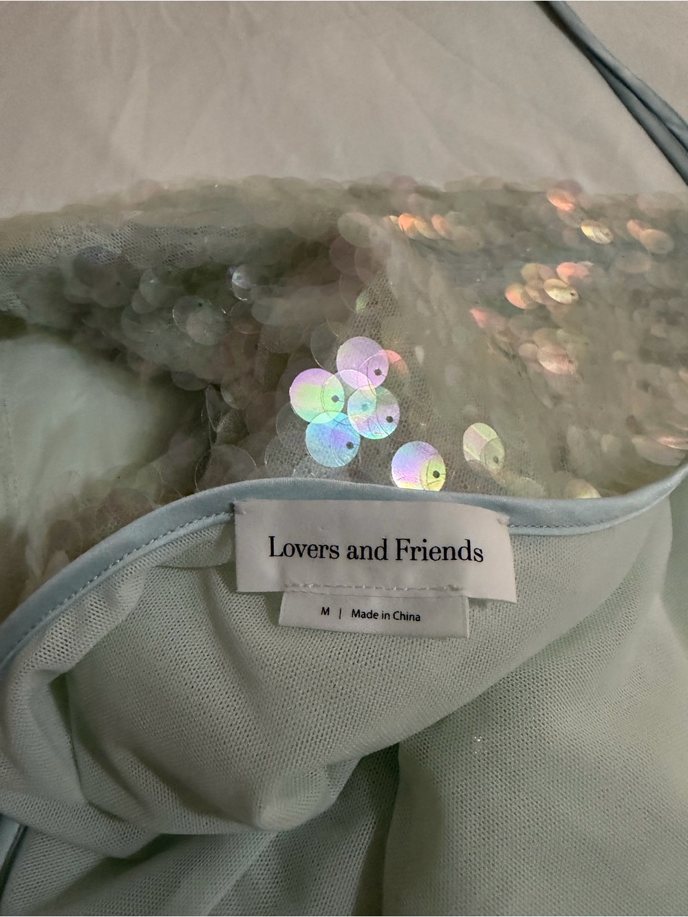 Lovers + Friends Iridescent Sequin Halter Camisole in White - Picture 7 of 9